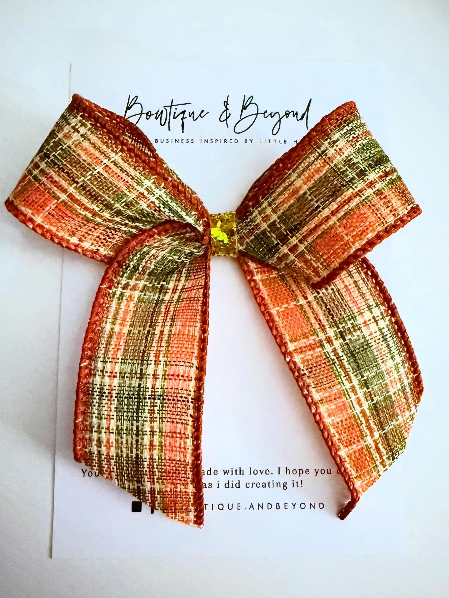 Pumpkin Spice Plaid Bow Clip