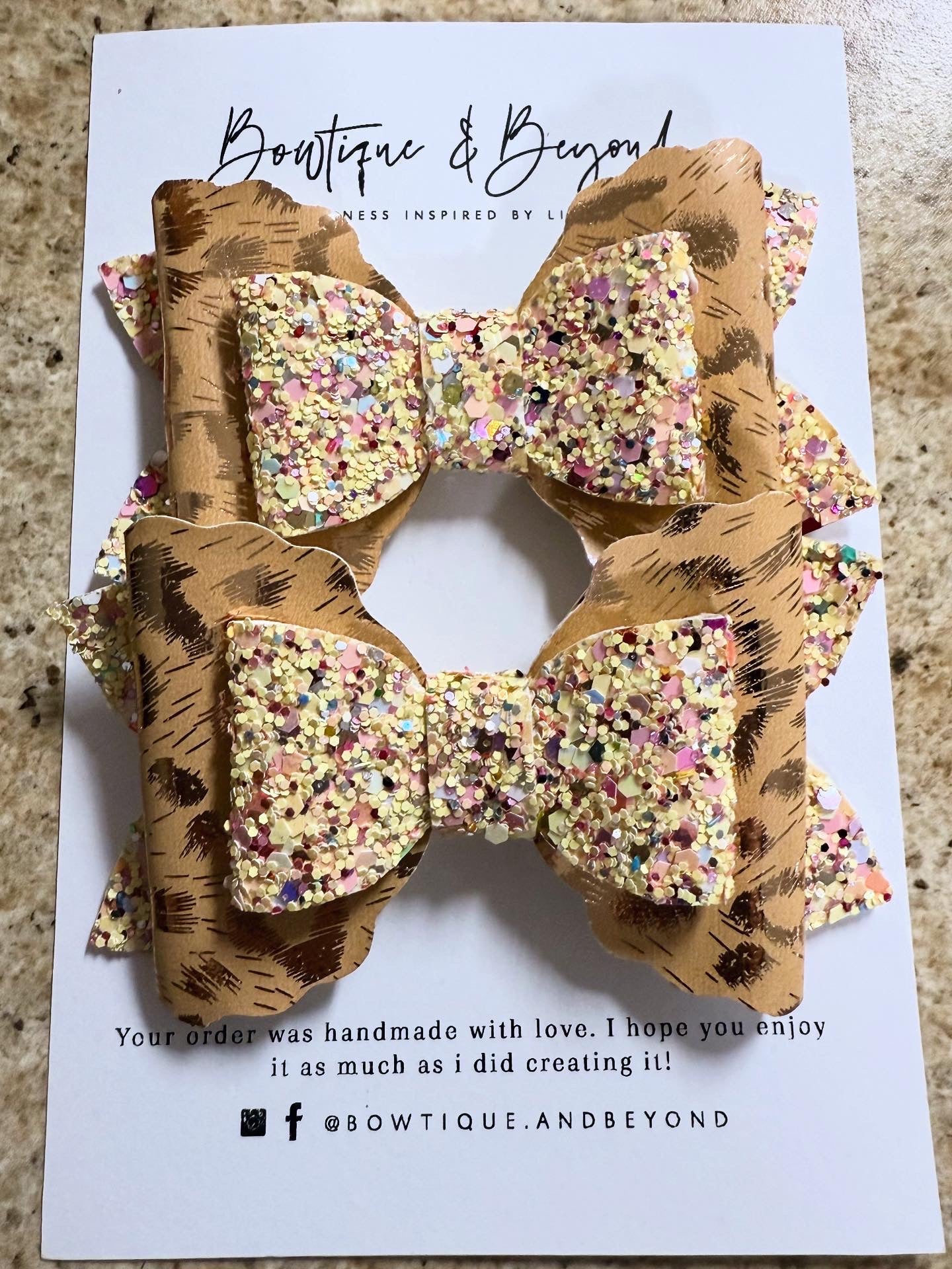 Tan Metallic Leopard Clip Set