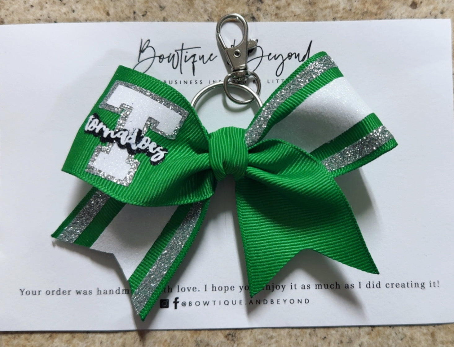 Storm Lake Tornado Cheer Bow Keychain