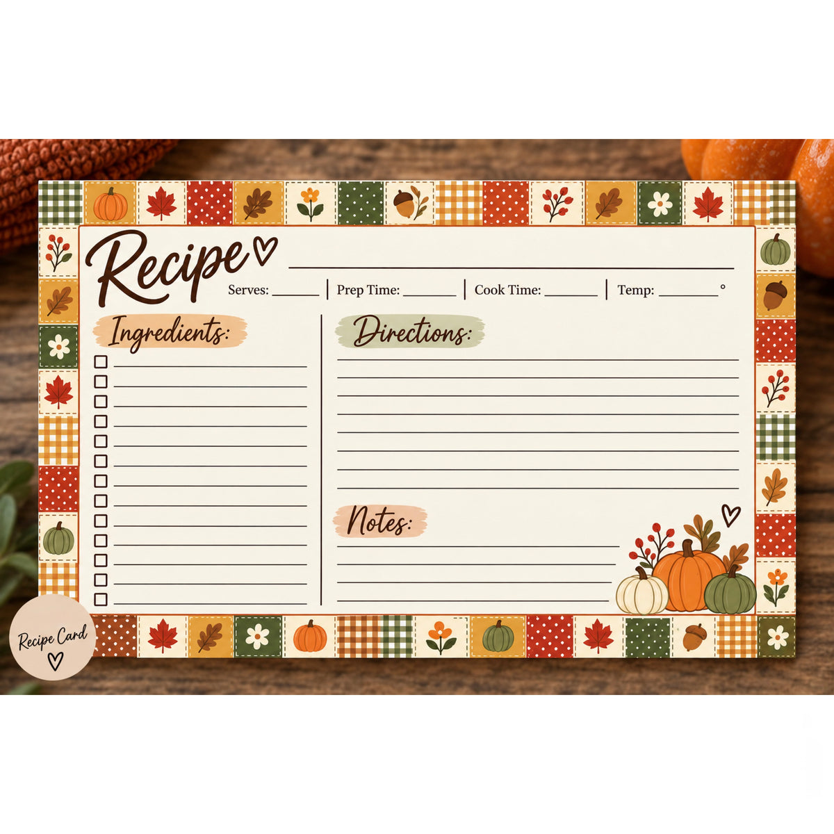 Autumn Patchwork Recipe Cards