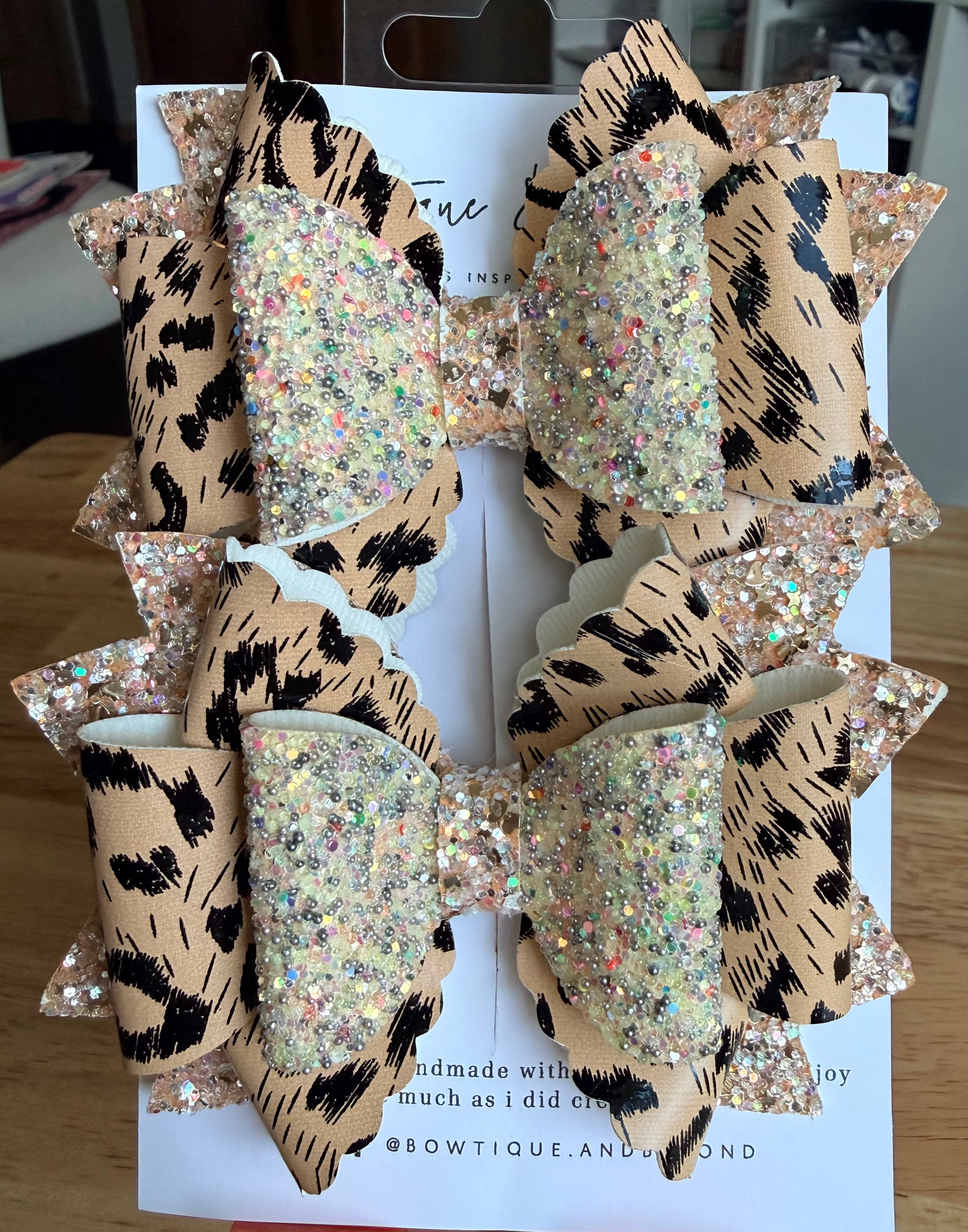 Golden Glam Leopard Bow Clip