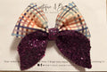 Plum Plaid Charm Bow Clip