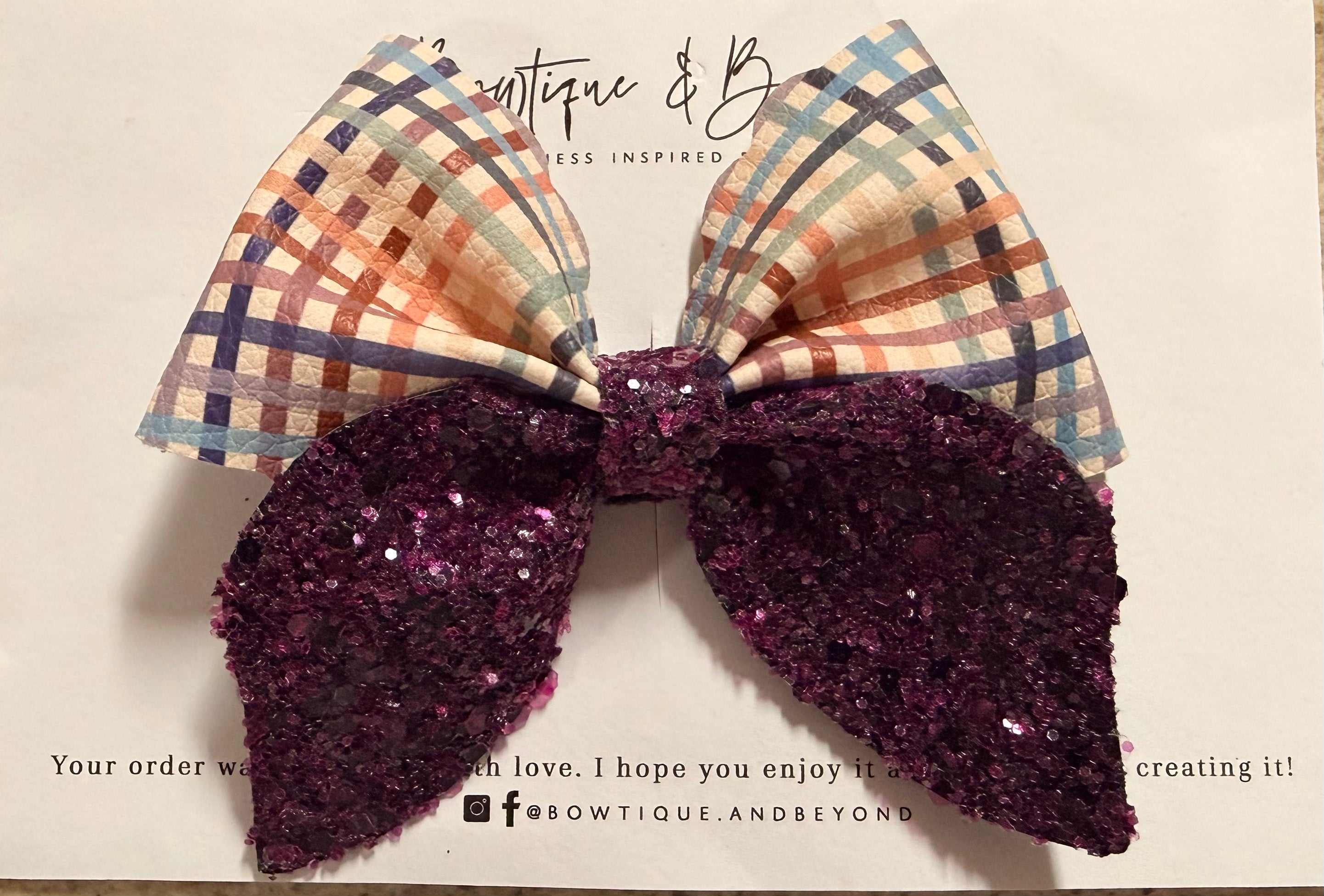 Plum Plaid Charm Clips