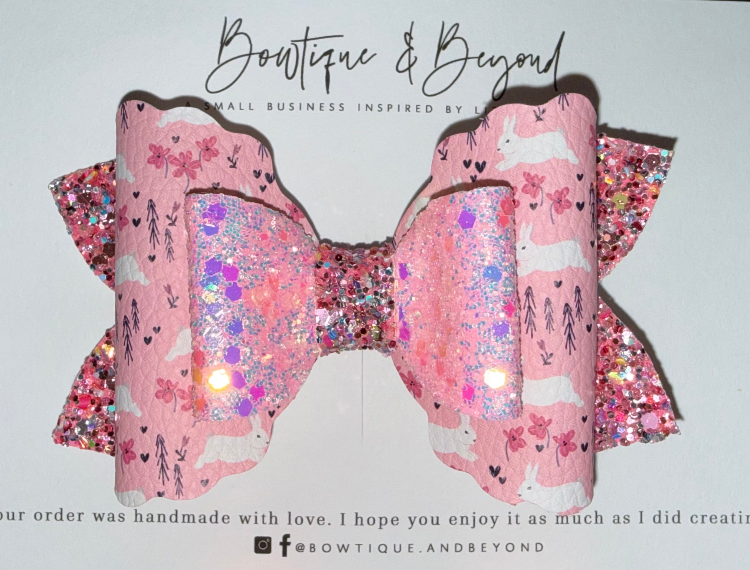 Pretty In Pink Bunnies Bow Clip