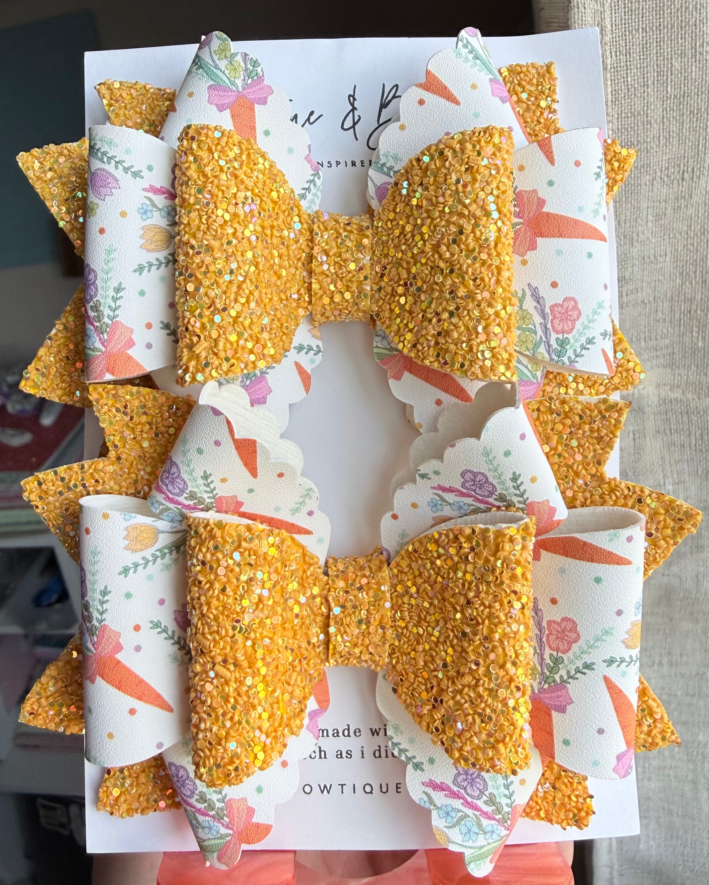 Golden Carrot Bow Clip