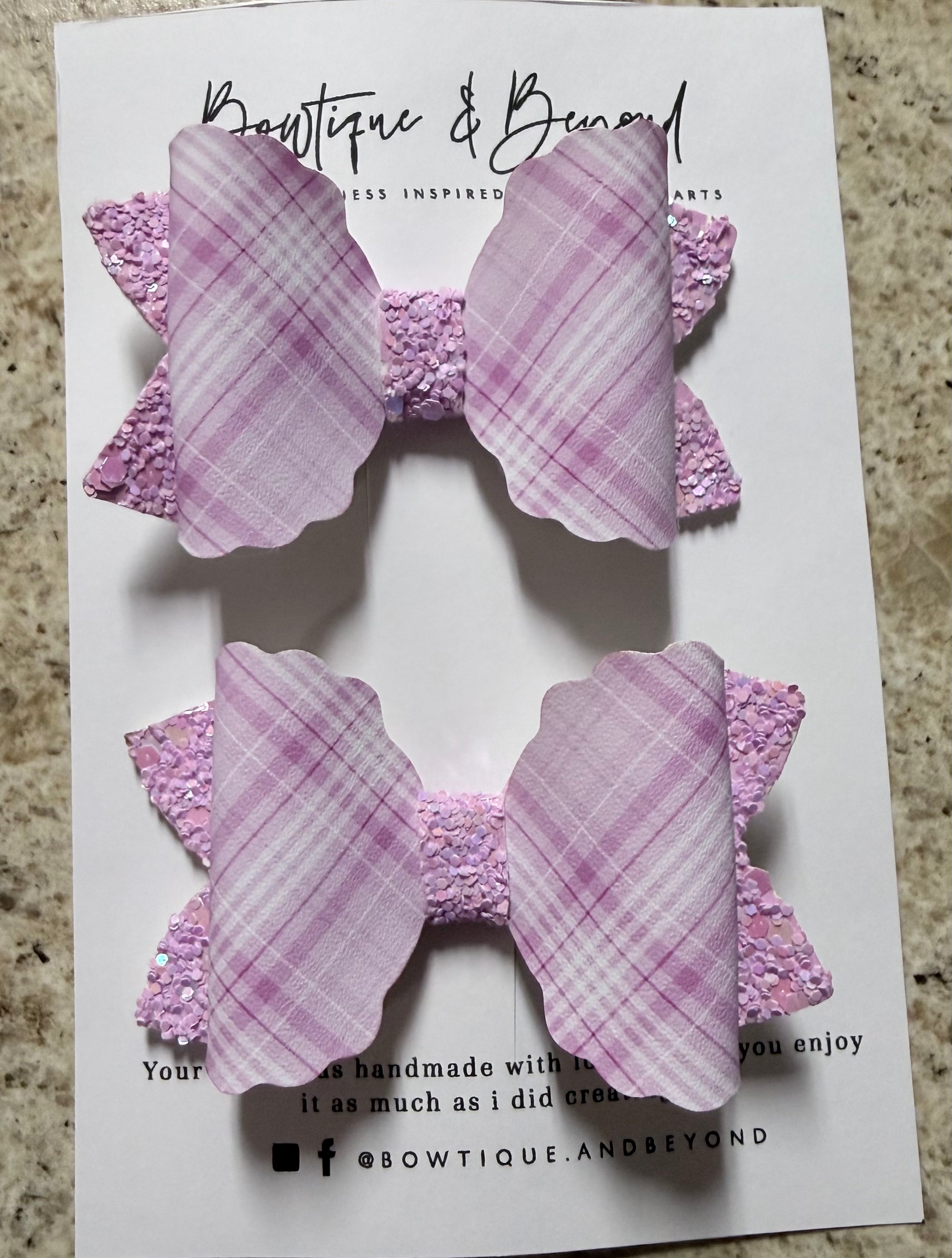 Lavender Plaid Clip Set