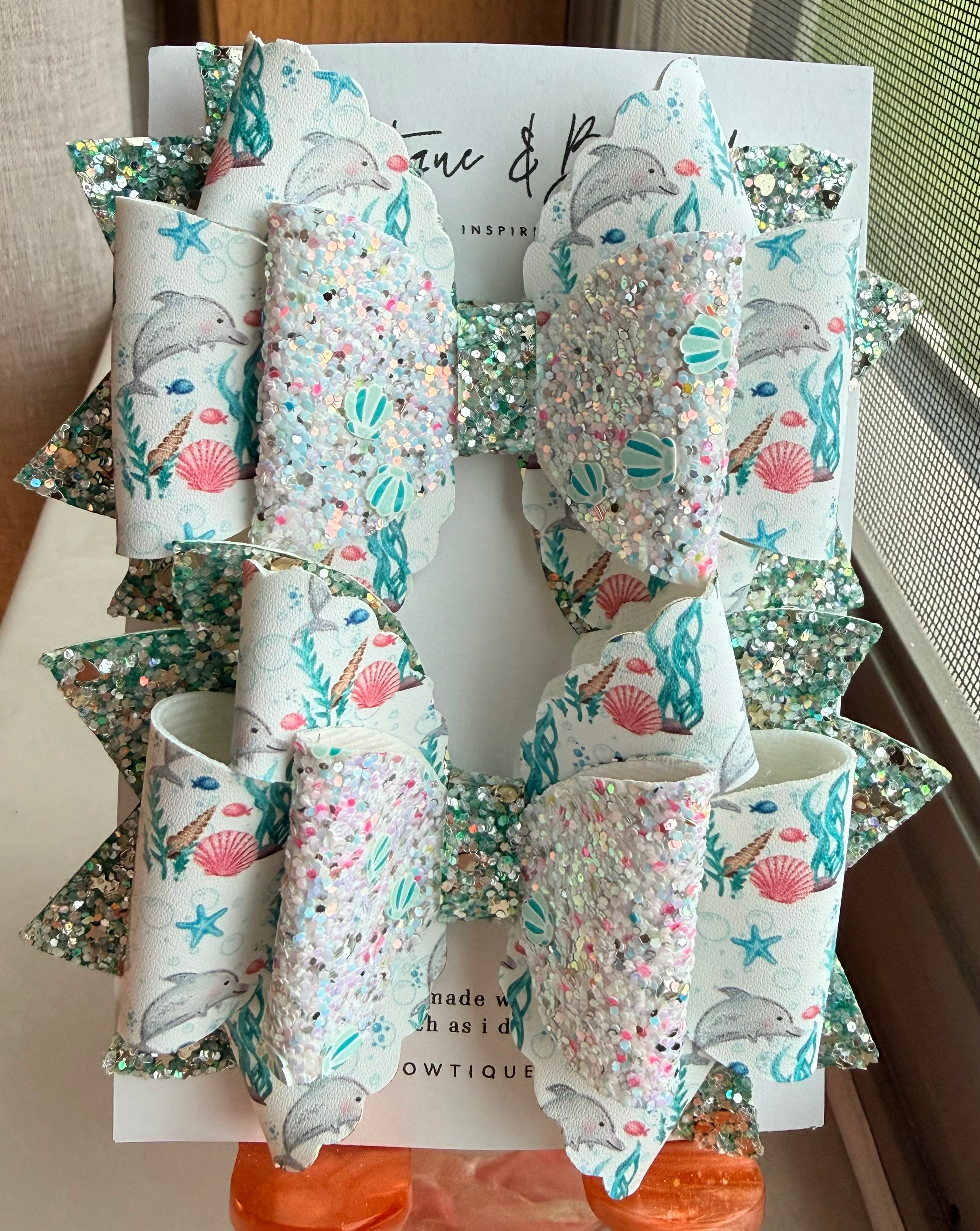 Dolphin Sparkle Bow Clip