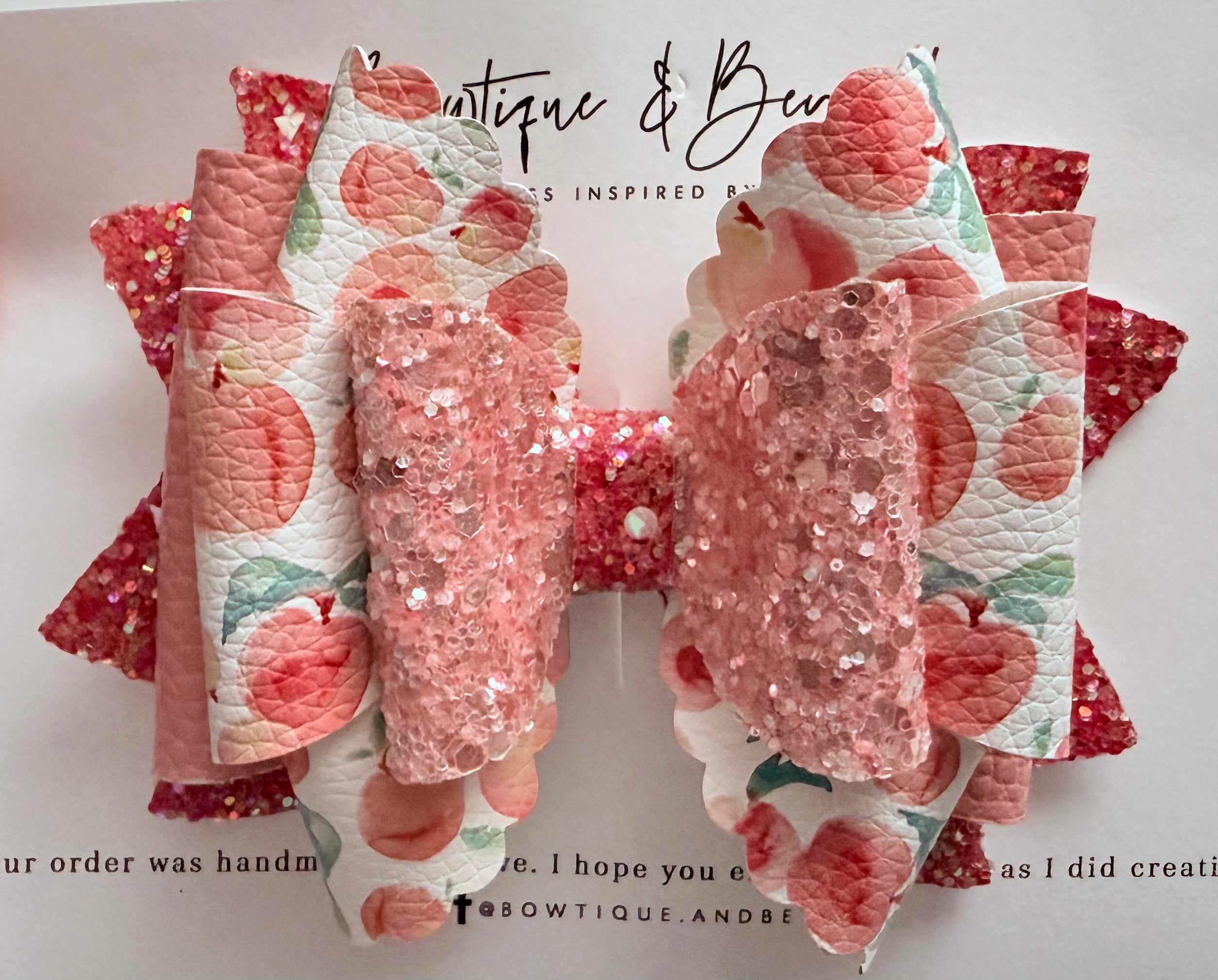 Peachy Sparkle Clip Bow