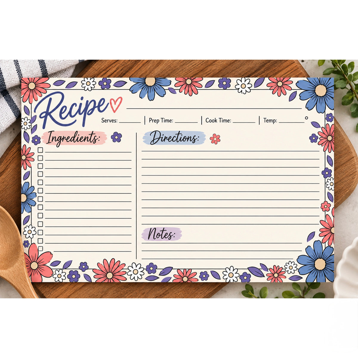 Retro Blooms Recipe Cards