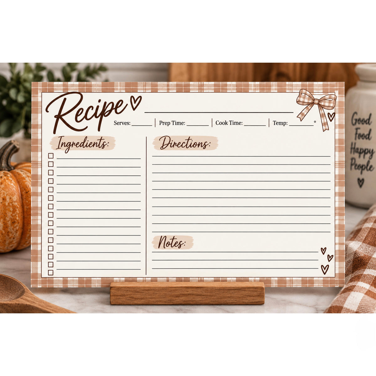 Cozy Plaid Recipe Cards