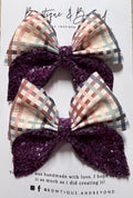Plum Plaid Charm Bow