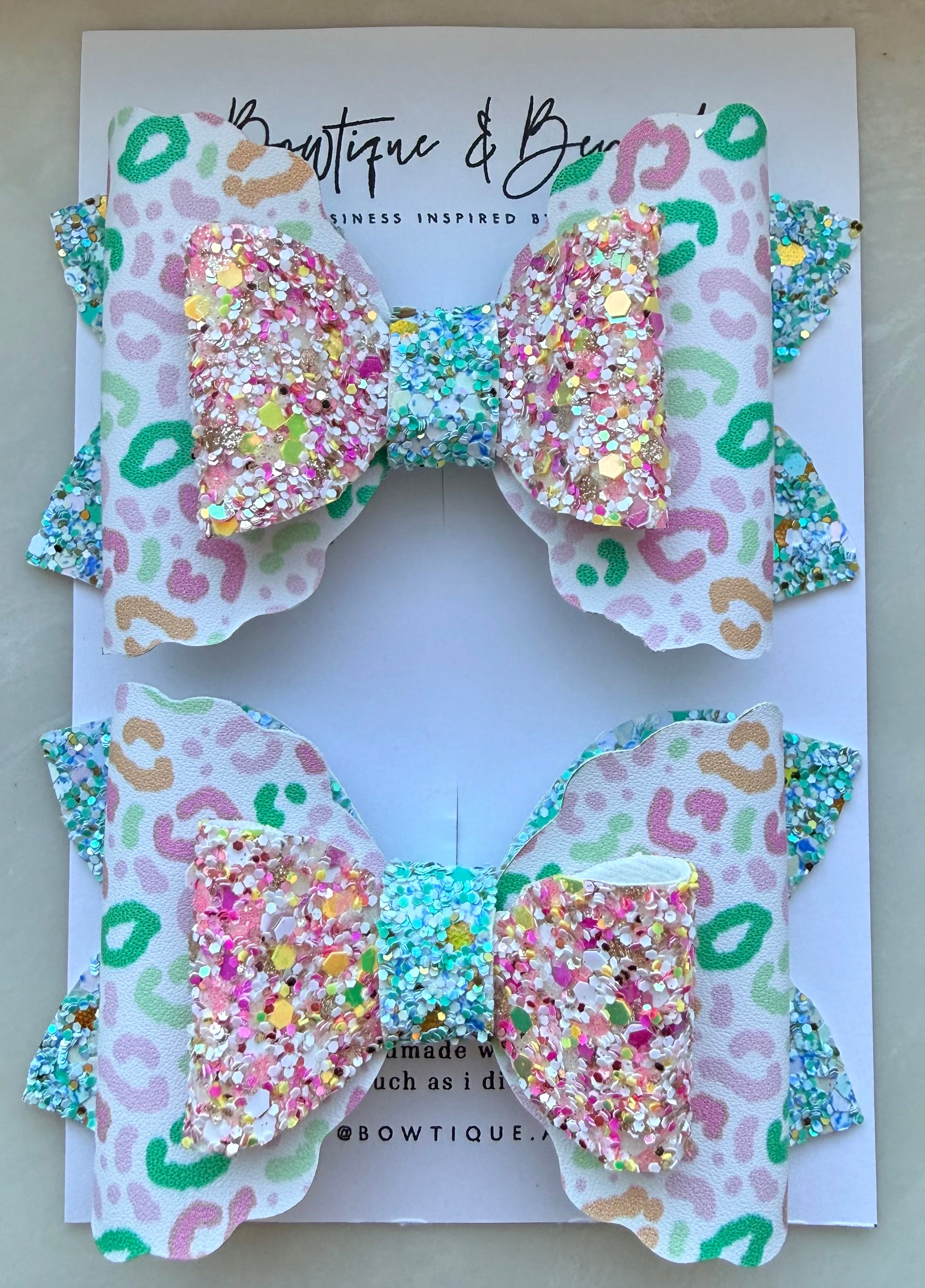 Lucky Leopard Sparkle Bow Clip